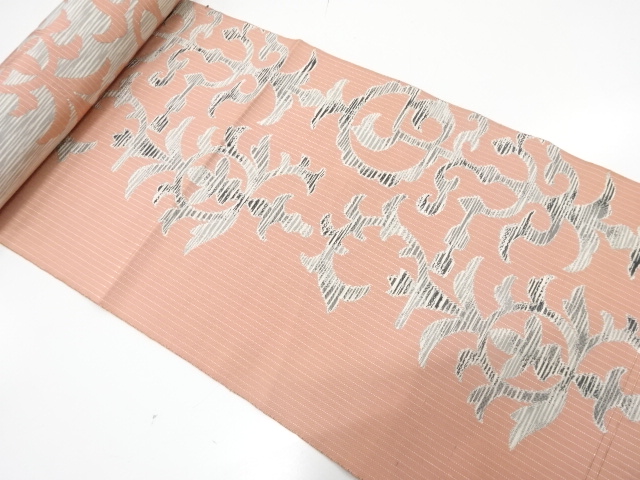 JAPANESE KIMONO / ANTIQUE BOLT FOR HASSUN OBI / WOVEN FLORAL SARASA